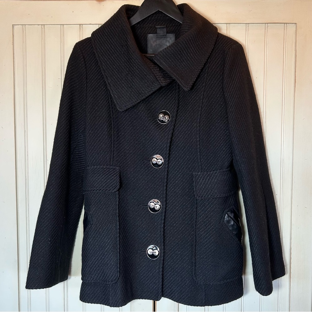 Mackage Black Wool Button Up Jacket Sz M EUC